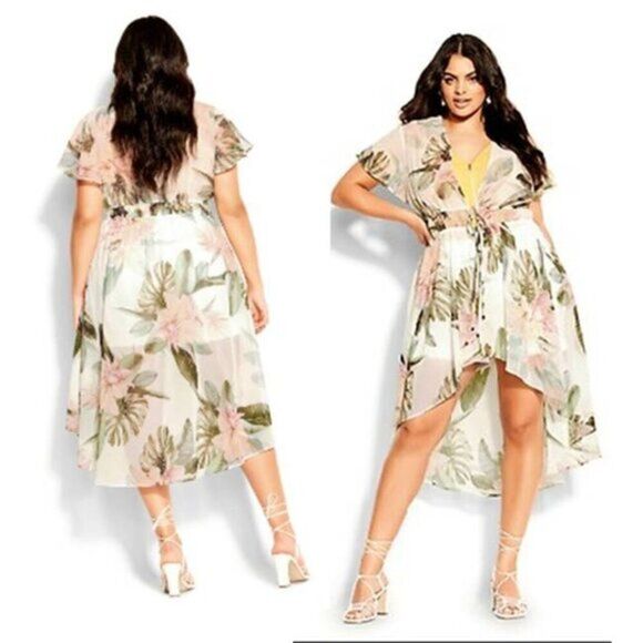 City Chic Jackets & Blazers - City Chic Floral Barbados Lightweight Hi-lo Jacket Size 12